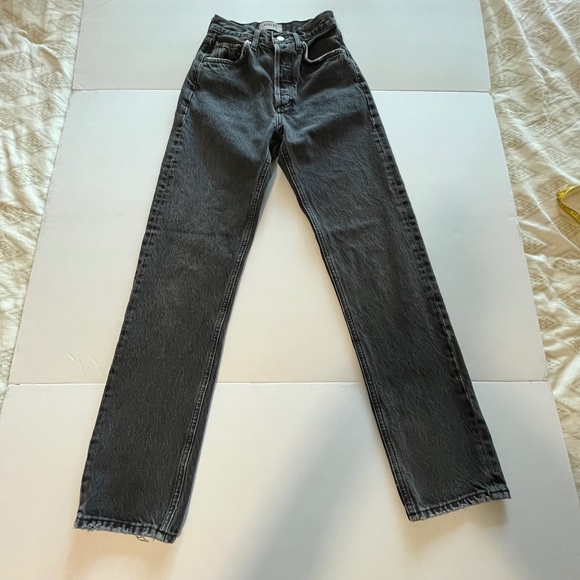 Agolde 90’s Pinch Waist High-Rise Straight Jeans Black Tea Color Size 22 Waist - Picture 3 of 12